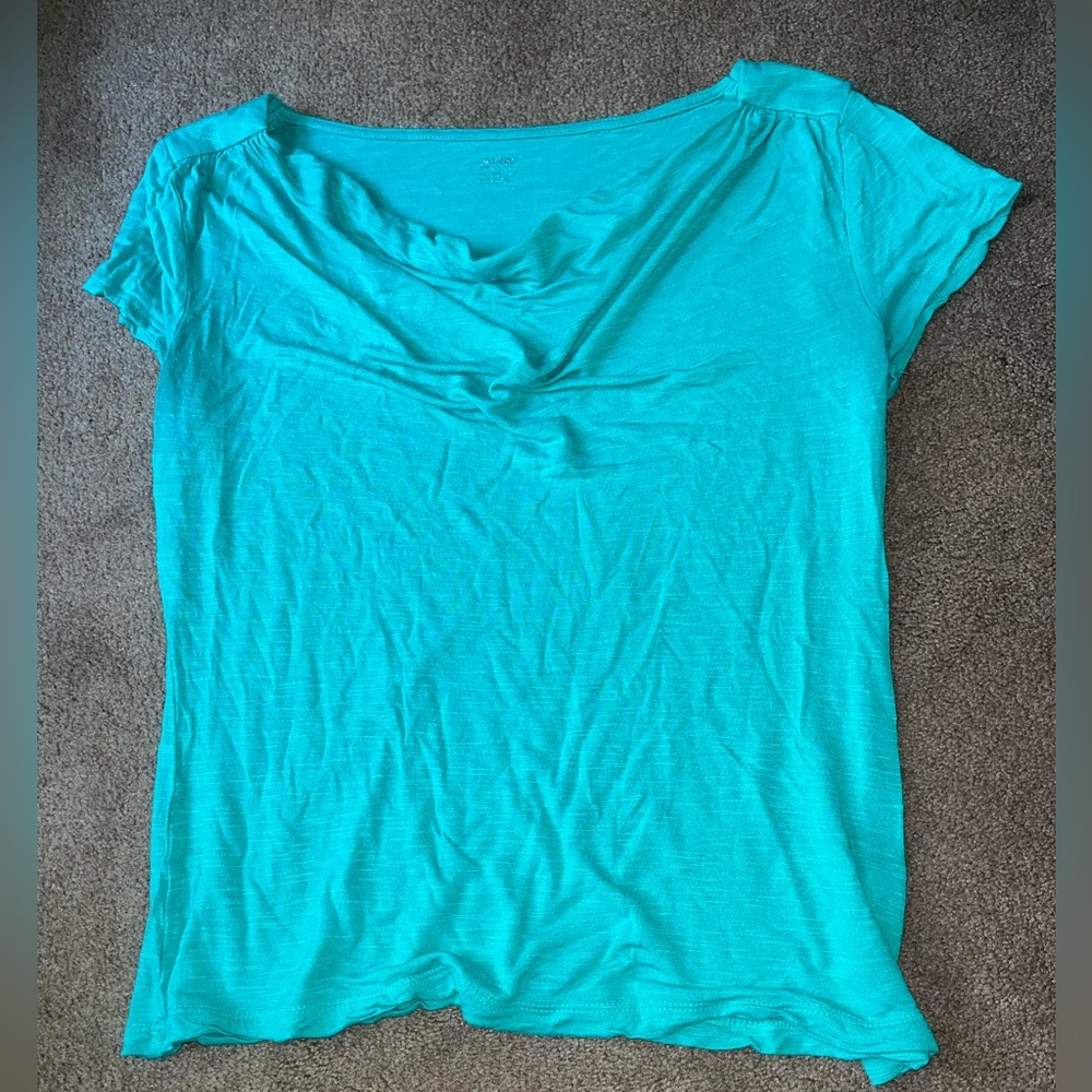 Apt. 9 teal Cap Sleeve Relaxed drape neck Blouse - Picture 2 of 3